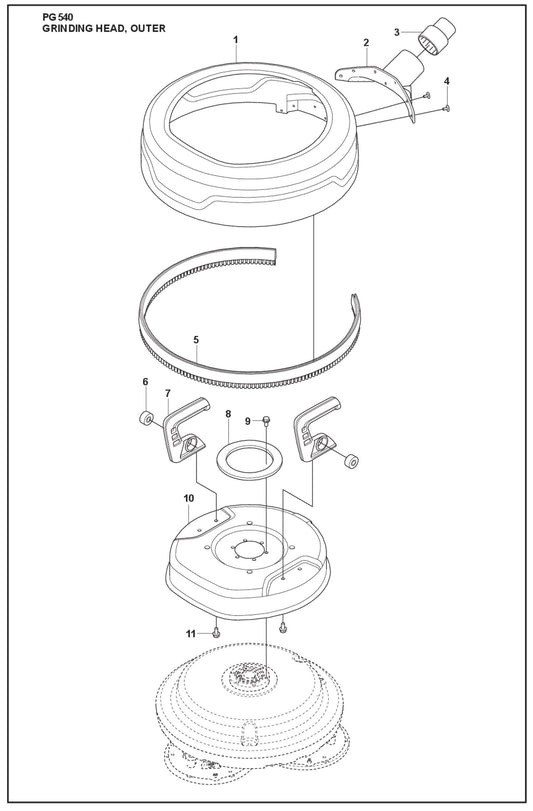 Grinding Head, Outer Parts For PG 540 2.2 kW By Husqvarna