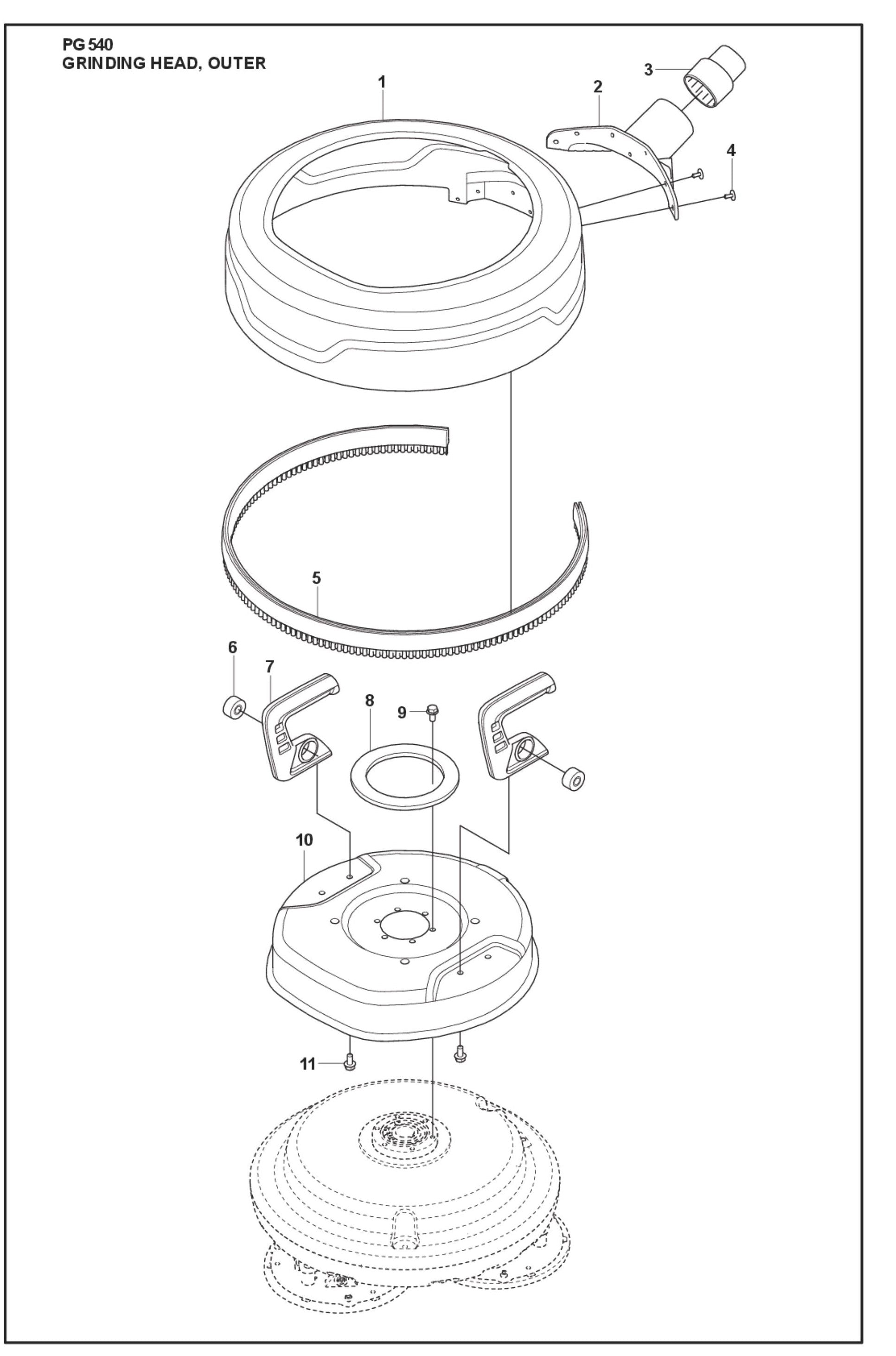 Grinding Head, Outer Parts For PG 540 4 KW By Husqvarna