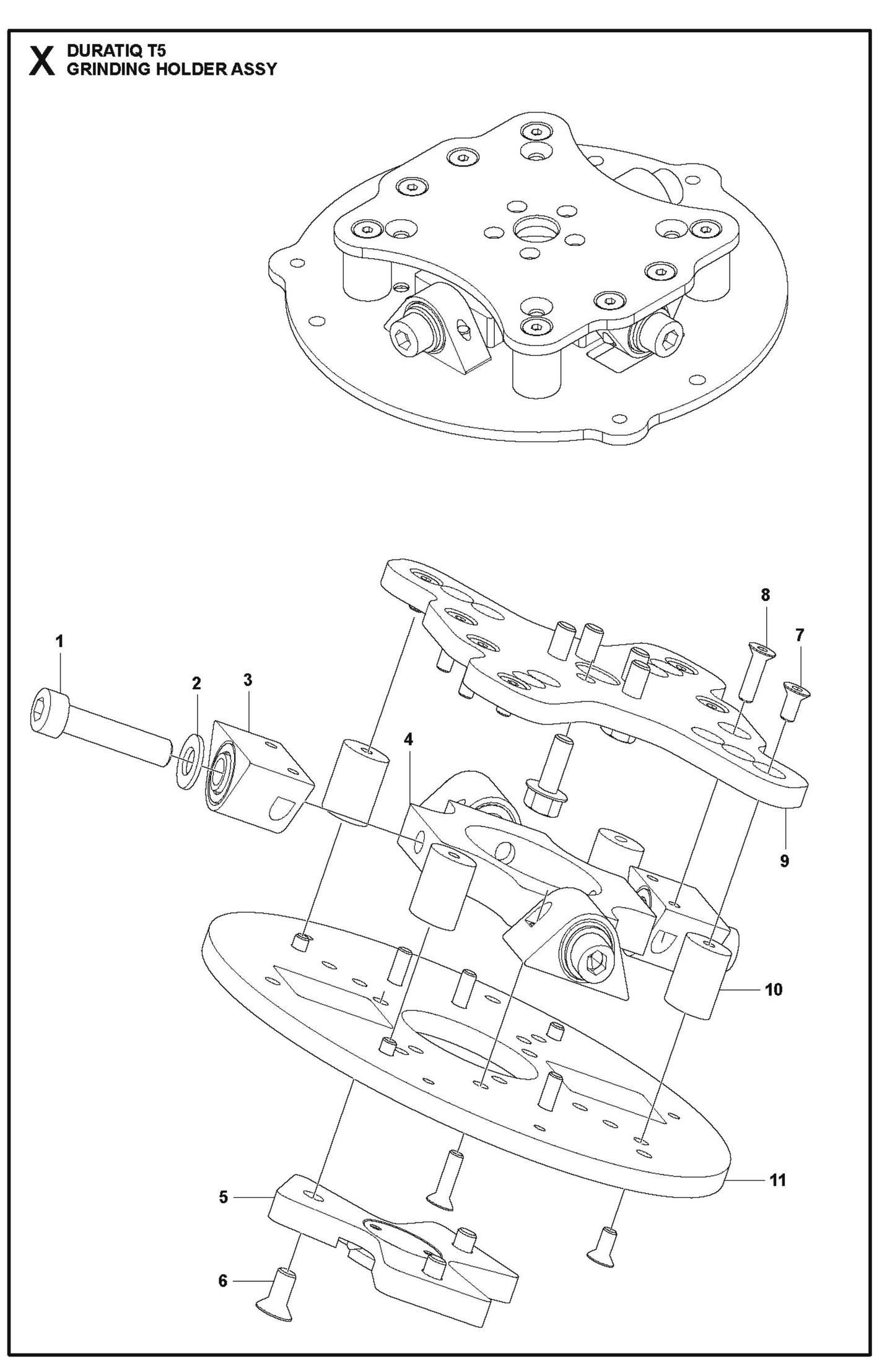 Grinding Holder Assembly Parts For HTC T5 (4 kW) By Husqvarna