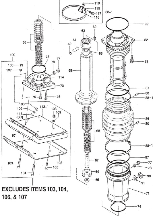 MT85HS Guide Cylinder And Foot Assembly Parts