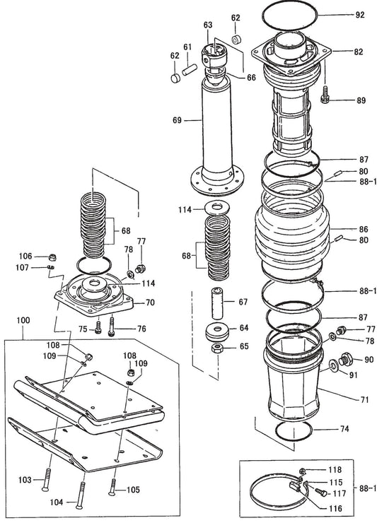 MT86D2 Cylinder Guide  And Foot Assembly Parts