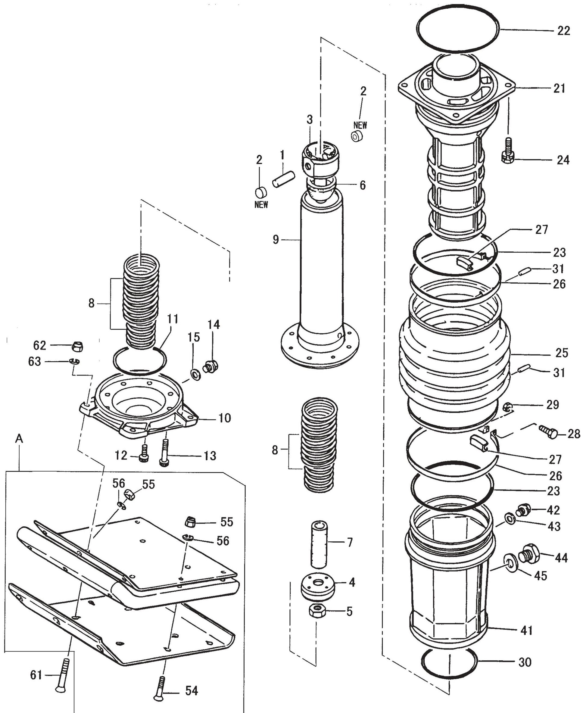 MT76D2 Cylinder Guide And Foot Assembly Parts