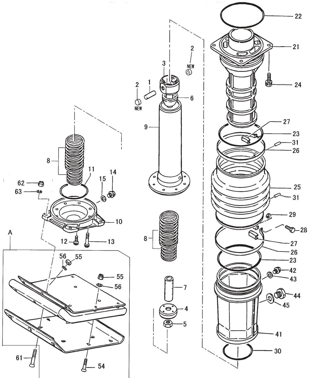 MT76D2 Cylinder Guide And Foot Assembly Parts