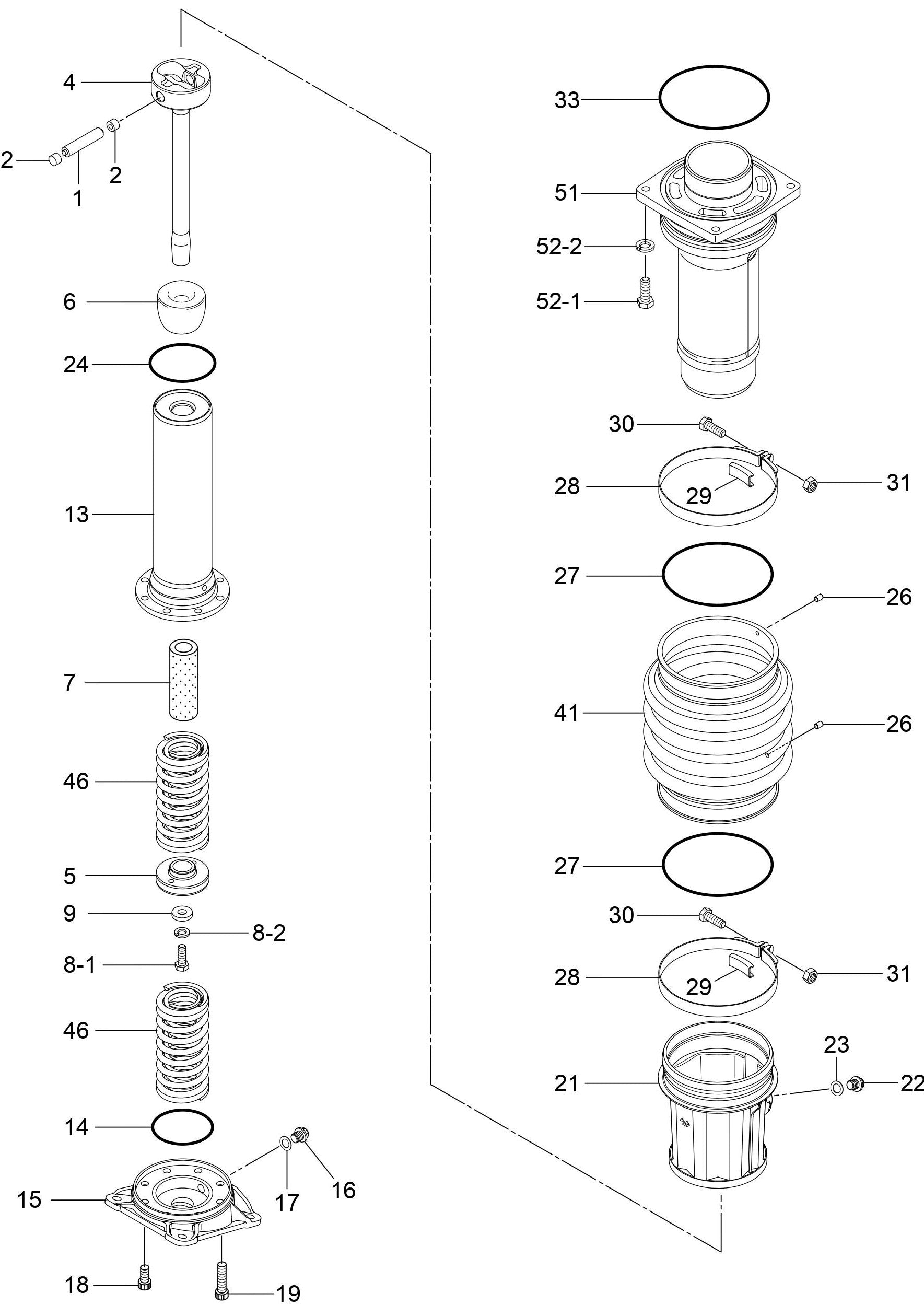 MT77HFR Guide Cylinder And Spring Assembly Parts