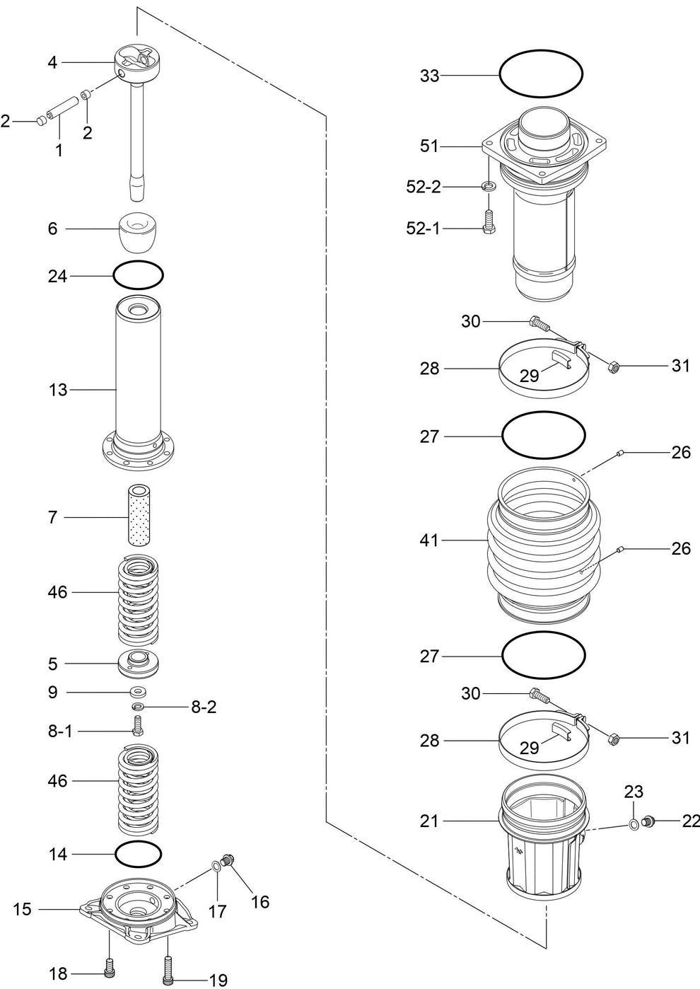 MT77HFR Guide Cylinder And Spring Assembly Parts