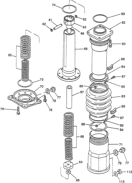 MT62HS Cylinder Guide  And Foot Assembly Parts