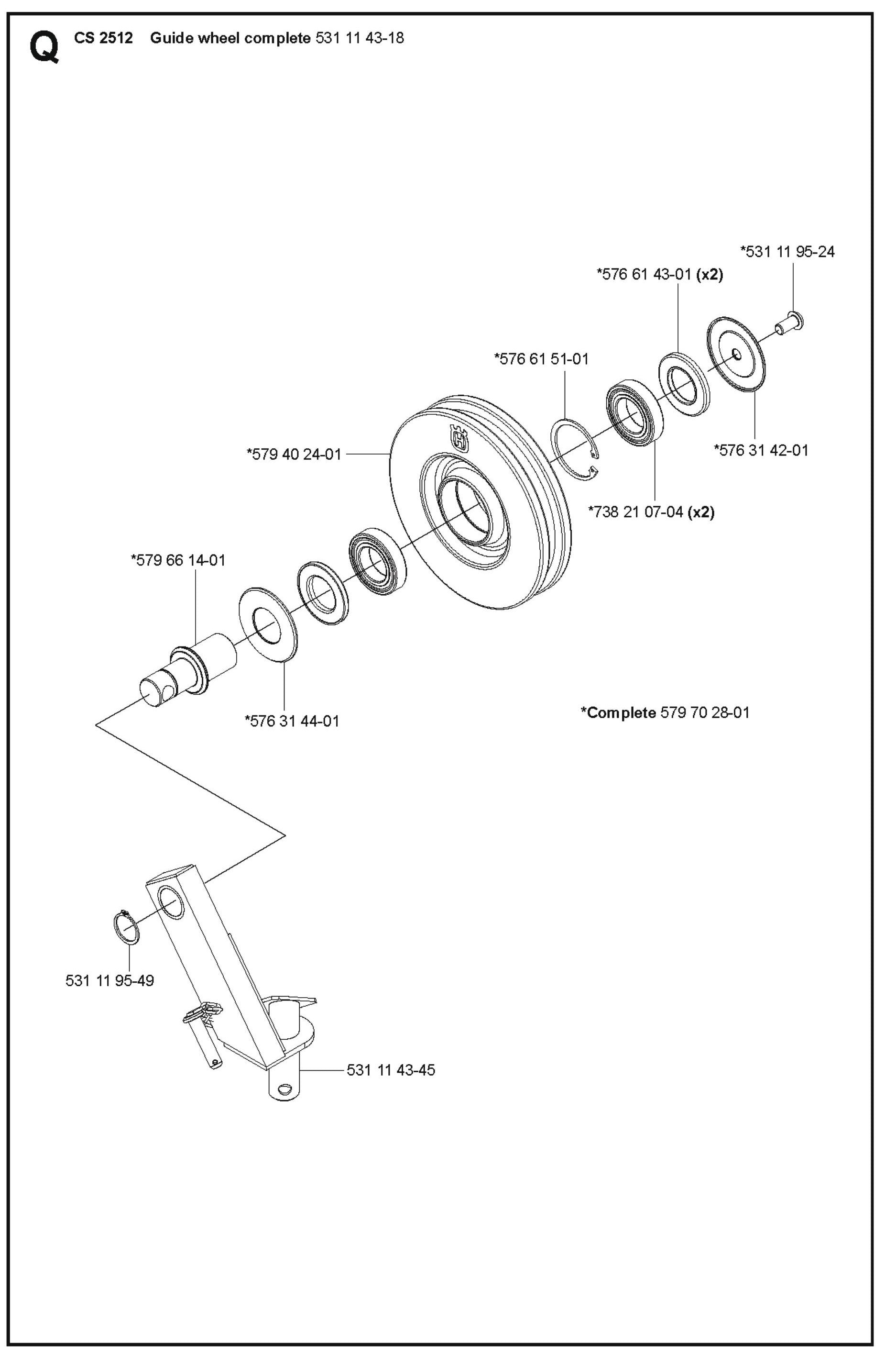 Guide Wheel Complete Parts For Wire Saw CS 2512 By Husqvarna