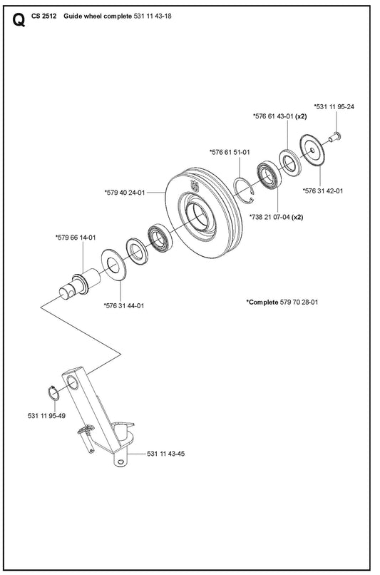 Guide Wheel Complete Parts For Wire Saw CS 2512 By Husqvarna