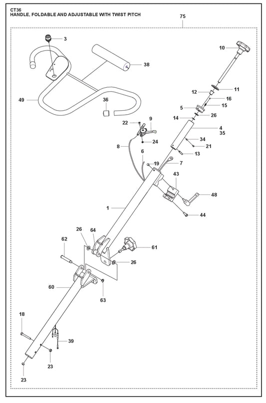 Handle, Folder And Adjustable With Twist Pitch Parts For CT 36 By Husqvarna