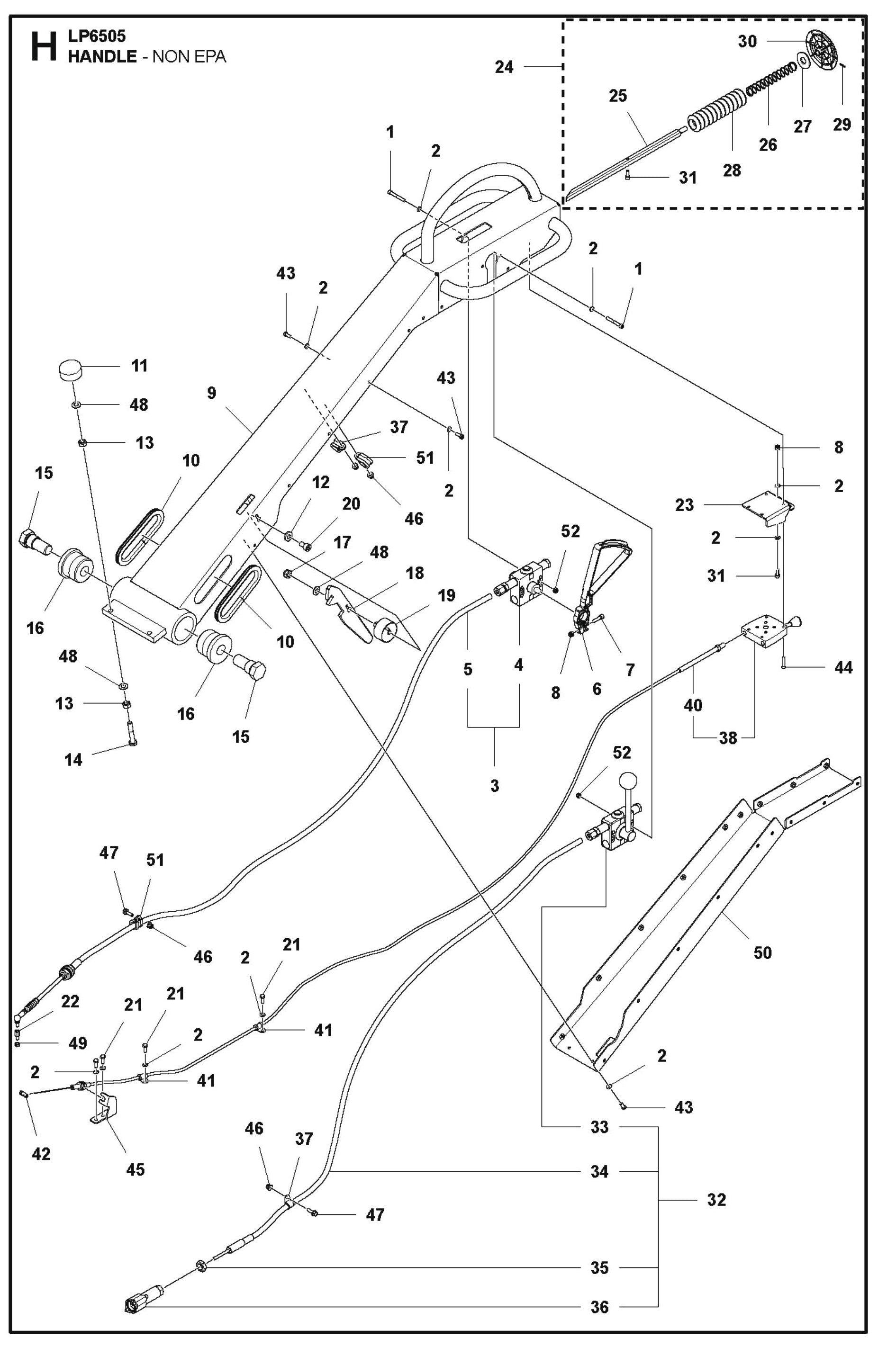 Handle - Non  EPA Parts For LP 6505 Walk Behind Roller By Husqvarna