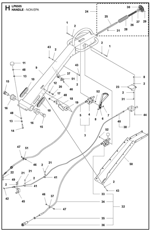 Handle - Non  EPA Parts For LP 6505 Walk Behind Roller By Husqvarna