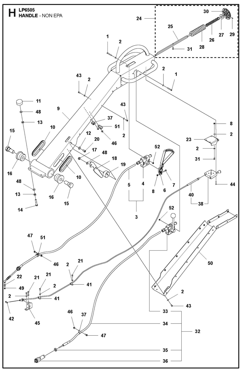 Handle - Non  EPA Parts For LP 6505 Walk Behind Roller By Husqvarna