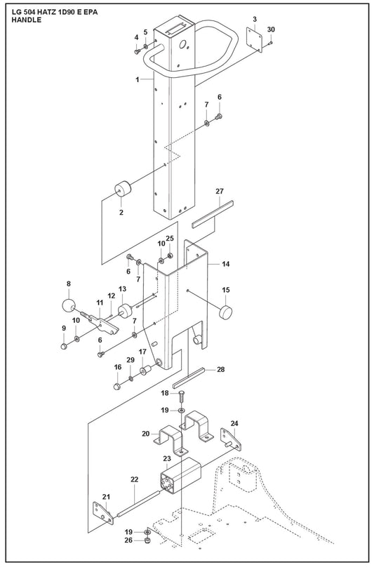 Handle Parts For LG 504 Reversible Plate Compactor By Husqvarna