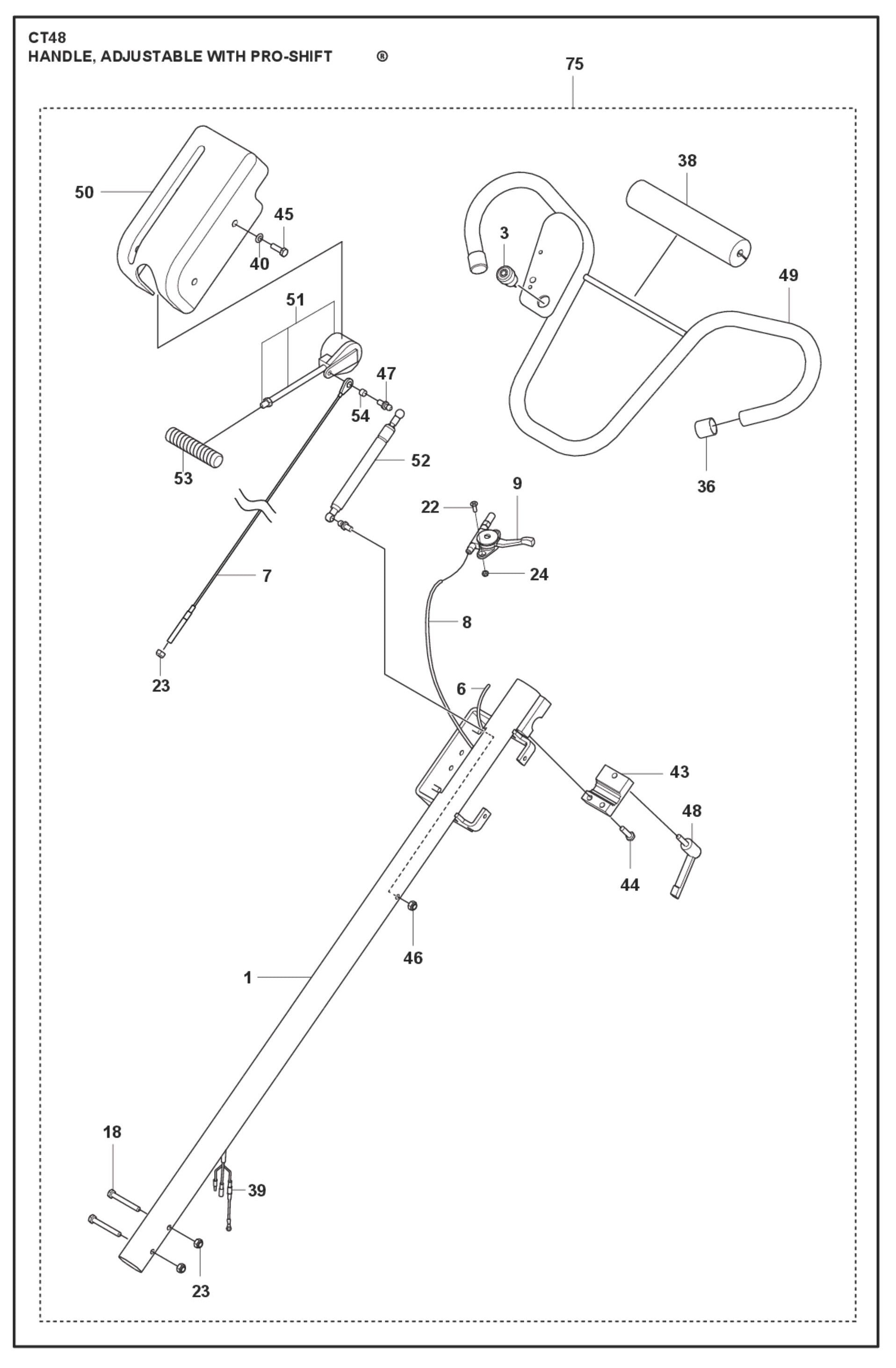 Handle, Adjustable With Pro-Shift Parts For CT 48 By Husqvarna