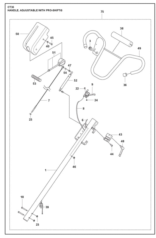 Handle, Adjustable With Pro-Shift Parts For CT 36 By Husqvarna