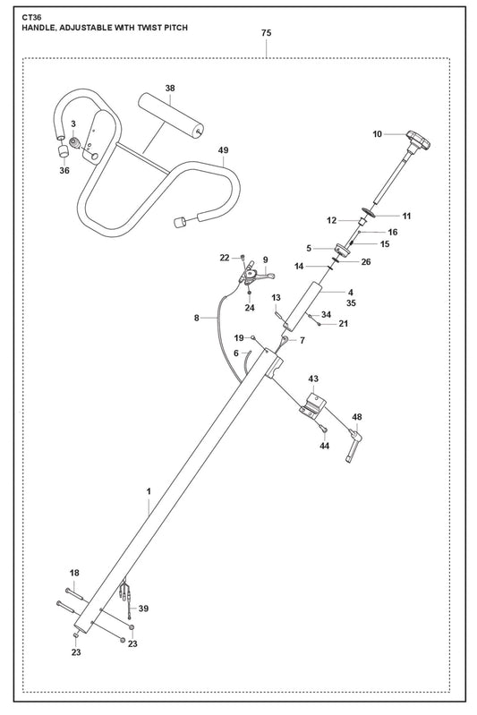 Handle, Adjustable With Twist Pitch Parts For CT 36 By Husqvarna
