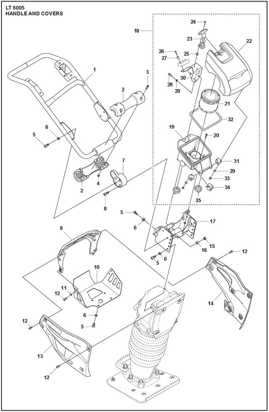 Handle And Covers Assembly Parts For LT6005 Compaction Rammers By Husqvarna