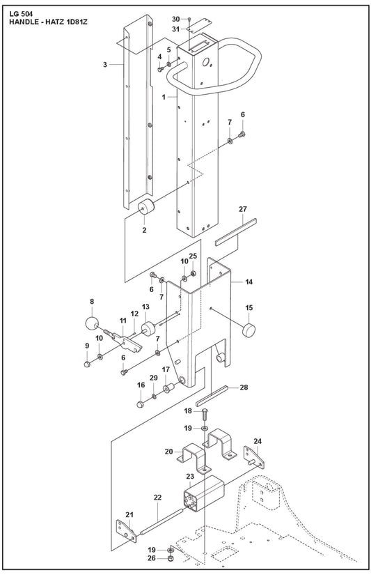 Handle - Hatz 1D81Z Parts For LG 504 Reversible Plate Compactor By Husqvarna