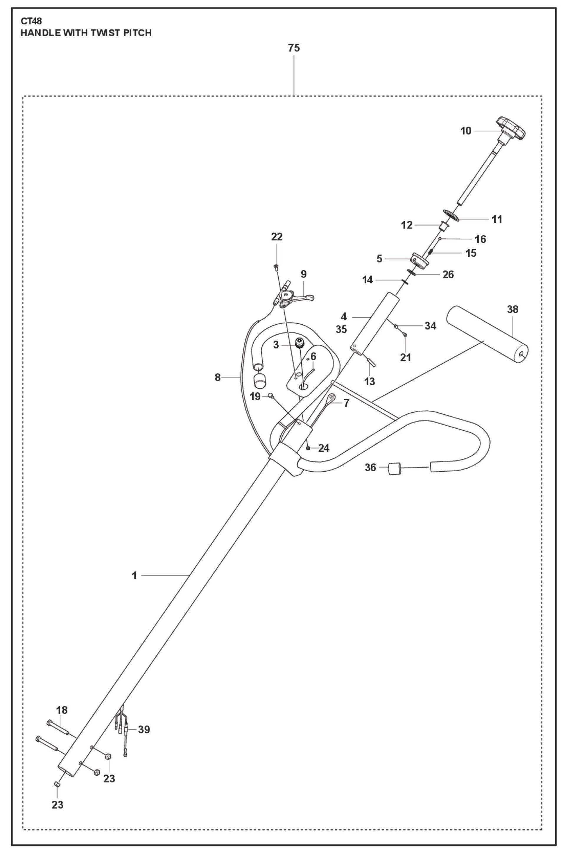 Handle With Twist Pitch Parts For CT 48 By Husqvarna