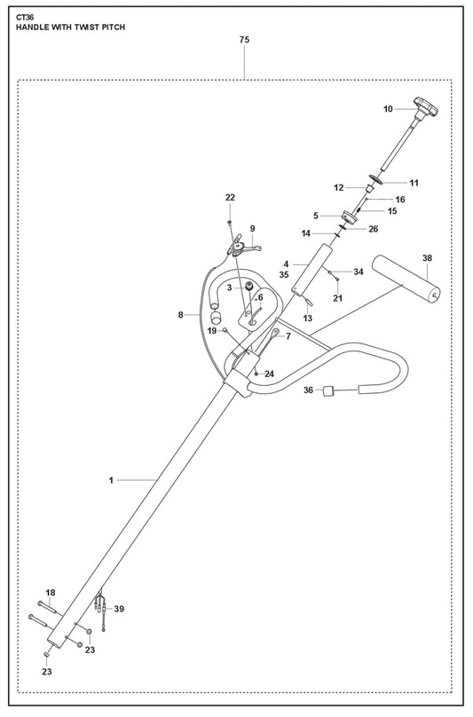 Handle With Twist Pitch Parts For CT 36 By Husqvarna
