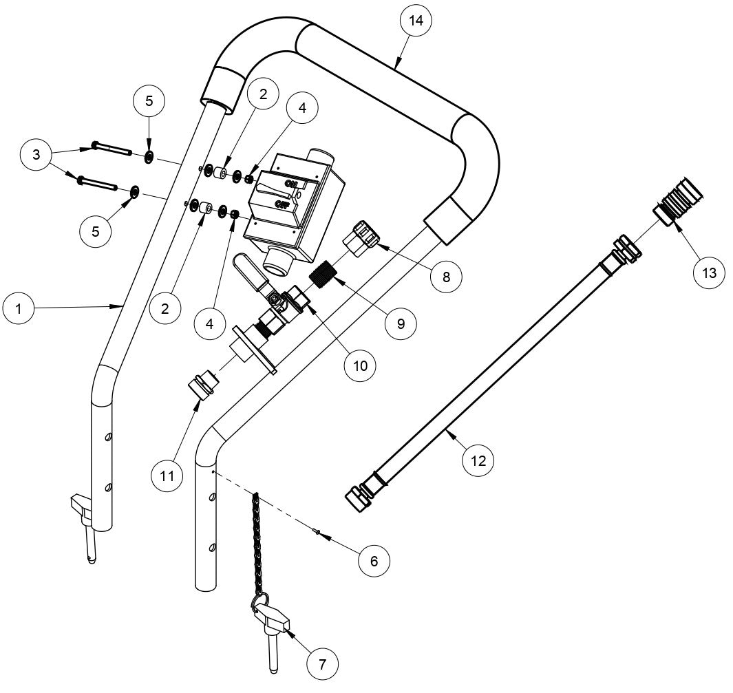 Handle Assembly Parts For CC80 Floor Grinders By Diamond Products