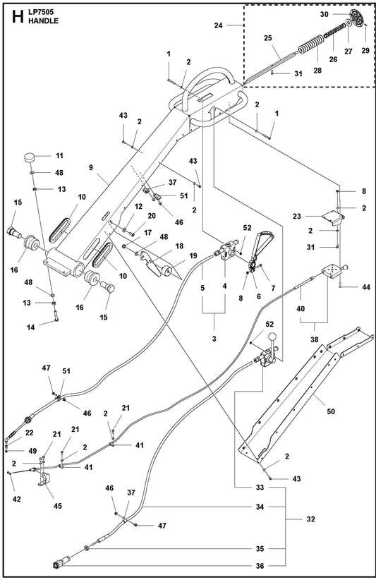 Handle Parts For LP7505 Walk Behind Roller By Husqvarna