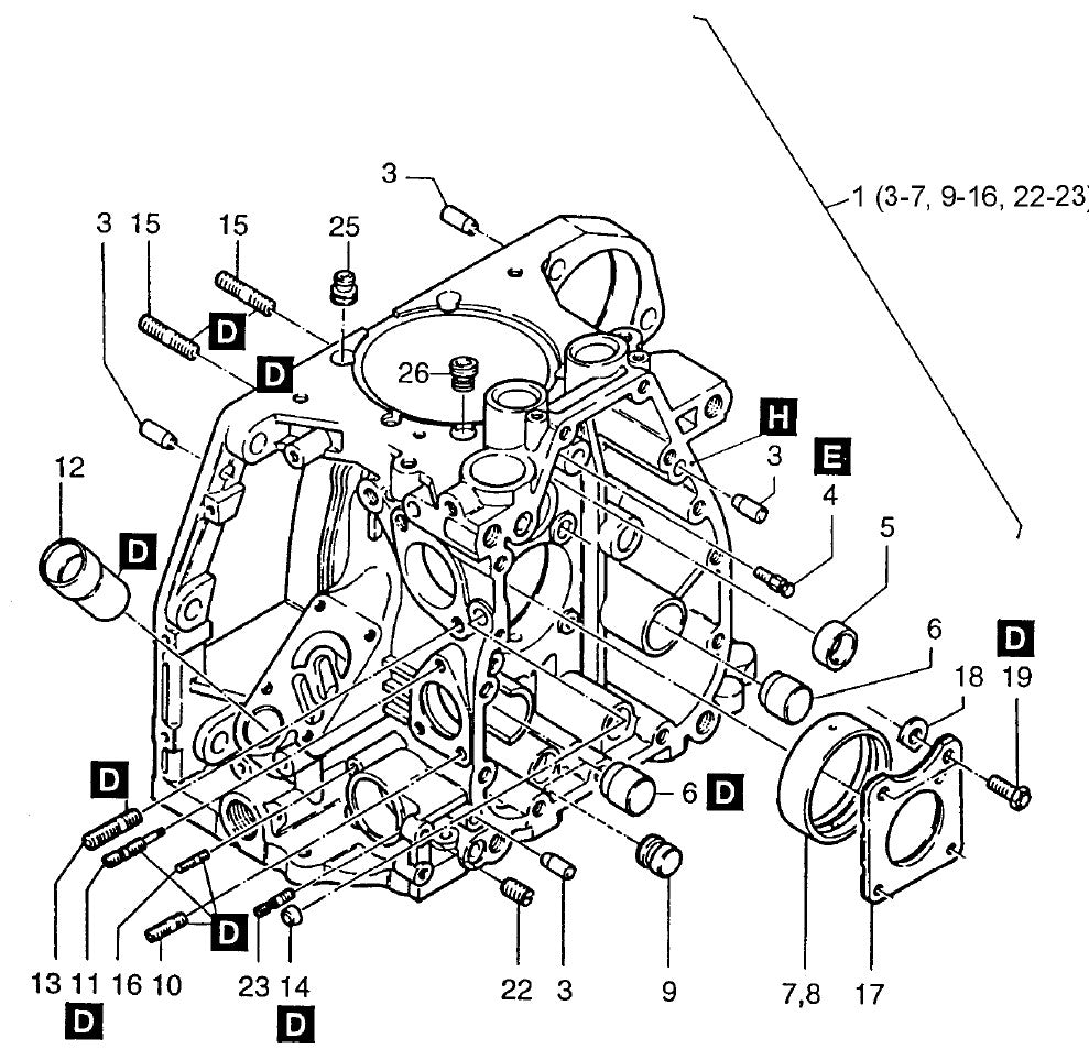 Crankcase HATZ 1D81Z Engine Assembly Parts For MDR9D Walk-Behind Roller By Multiquip