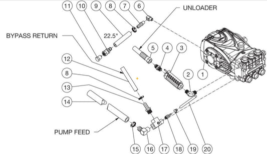 HDC-3005, HDC-3505, HDC-4004 Pump Plumbing Assembly Parts by Mi-T-M