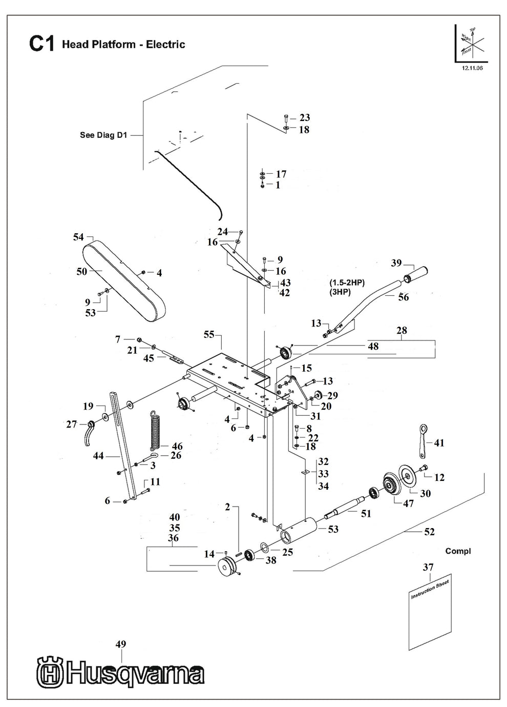 Head Platform - Electric Parts For TS 355 G By Husqvarna