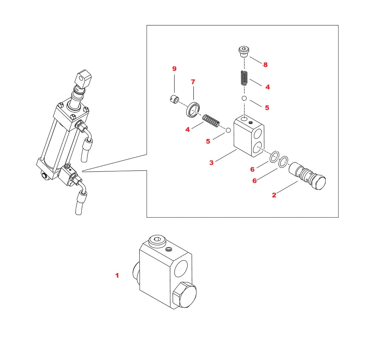 Hydrostress SB Holding valve BY/BC/SB Assembly Parts