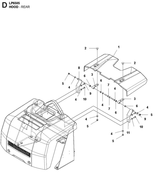Hood - Rear Parts For LP 6505 Walk Behind Roller By Husqvarna