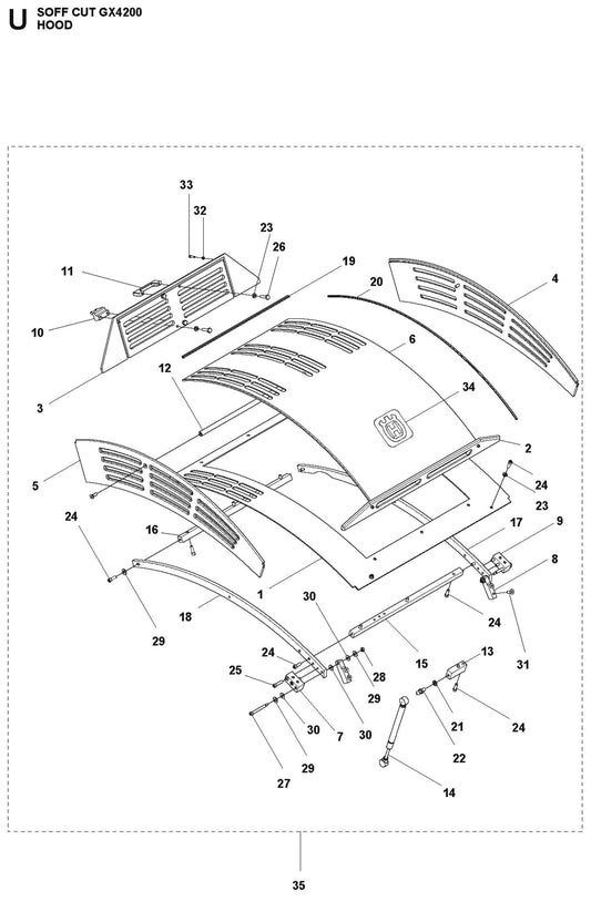 Hood Parts For Soff Cut GX4200 by Husqvarna
