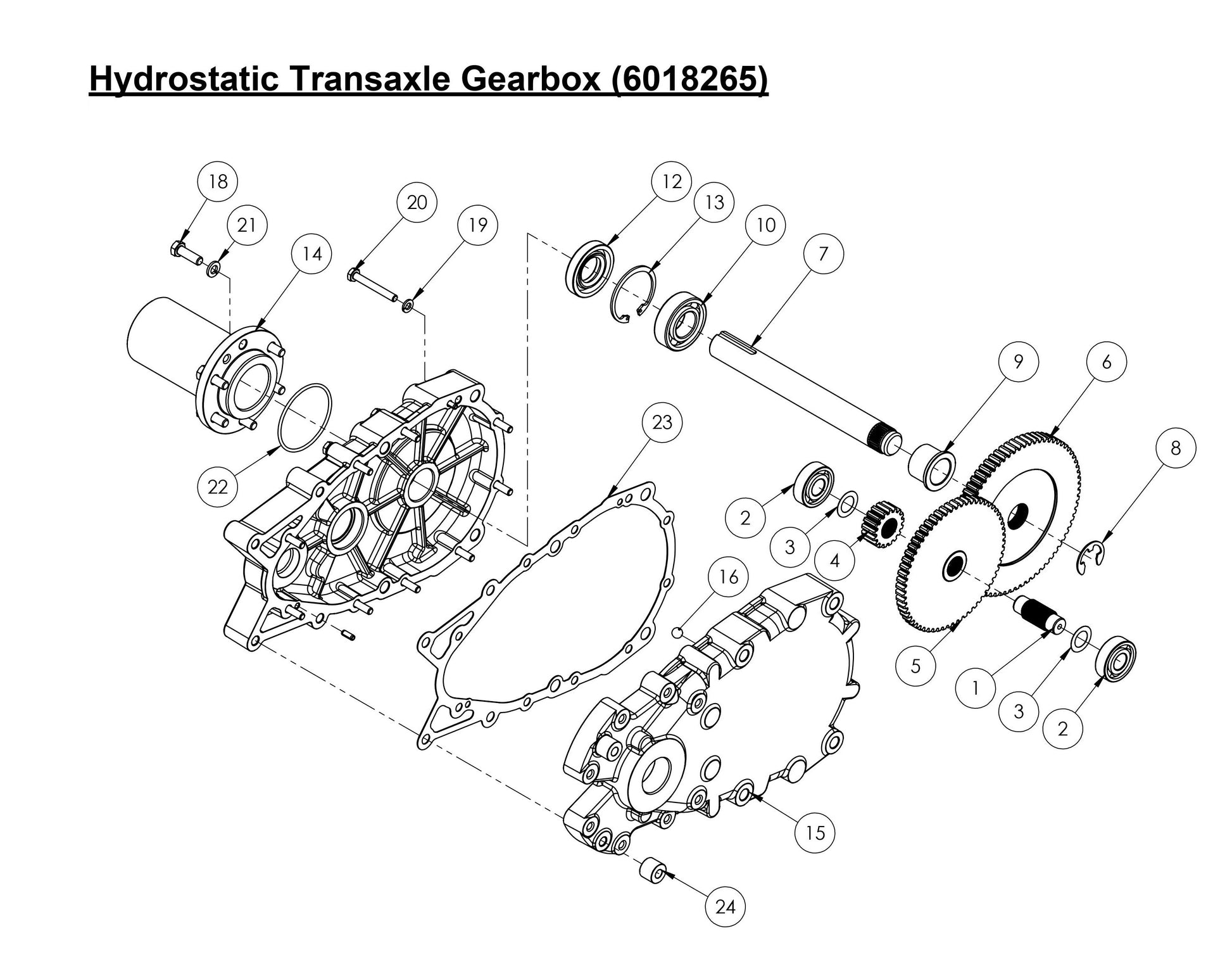 CC-110D-SS / CC-110D-DC Hydrostatic Transaxle Gearbox Assembly Parts
