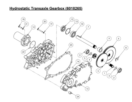 CC-110D-SS / CC-110D-DC Hydrostatic Transaxle Gearbox Assembly Parts