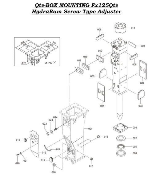 Qtv-Box Mounting Fx125Qtv Hydraram Screw Type Adjuster