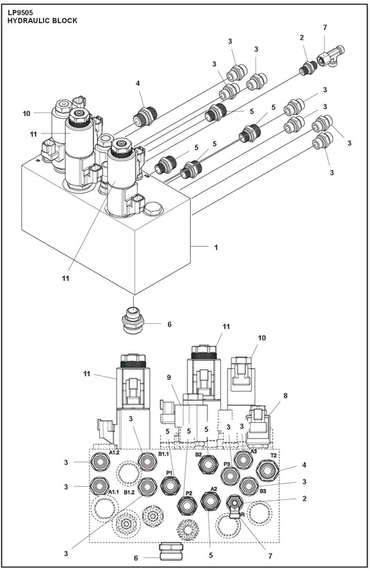 Hydraulic Block Parts For LP 9505 Trench Roller By Husqvarna