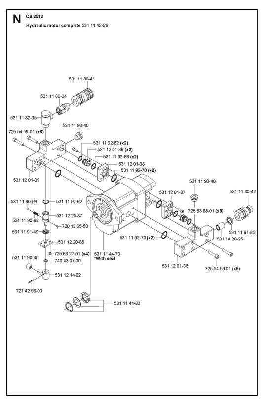 Hydraulic Motor Complete Parts For Wire Saw CS 2512 By Husqvarna