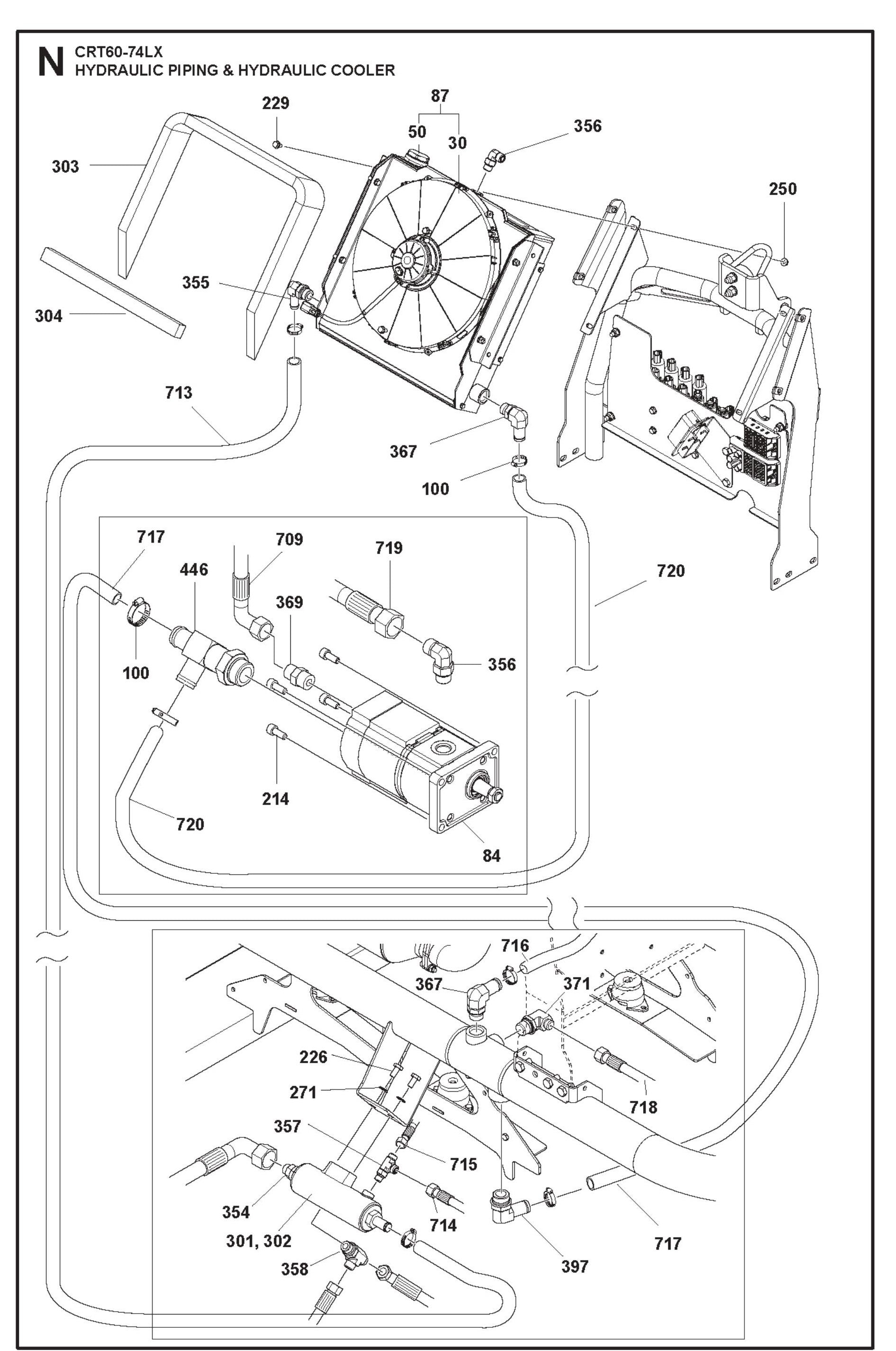 Hydraulic Piping And Hydraulic Cooler Parts For Ride On Trowel CRT 60 By Husqvarna