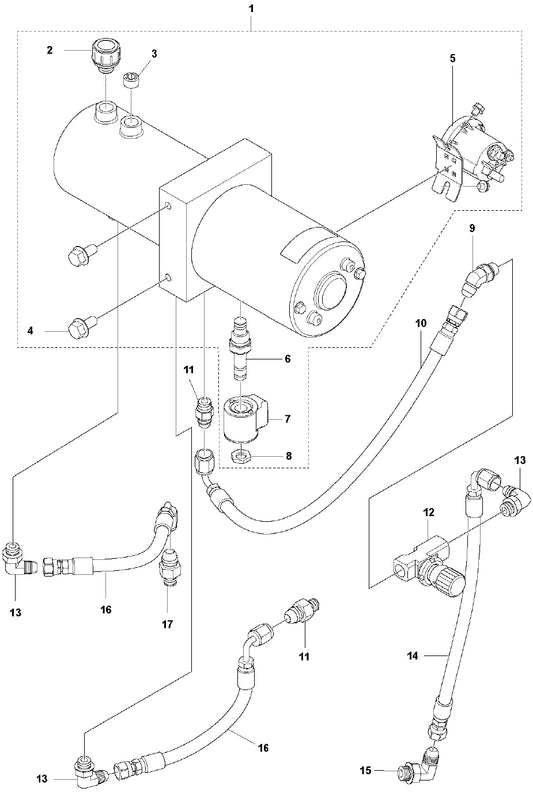 FS3500 Hydraulic System Assembly Parts by Husqvarna