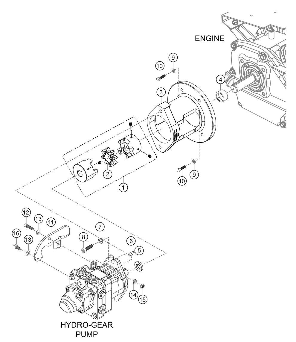 WBH-21EFP Hydro-Gear Pump And Coupling Assembly Parts by Multiquip Whiteman