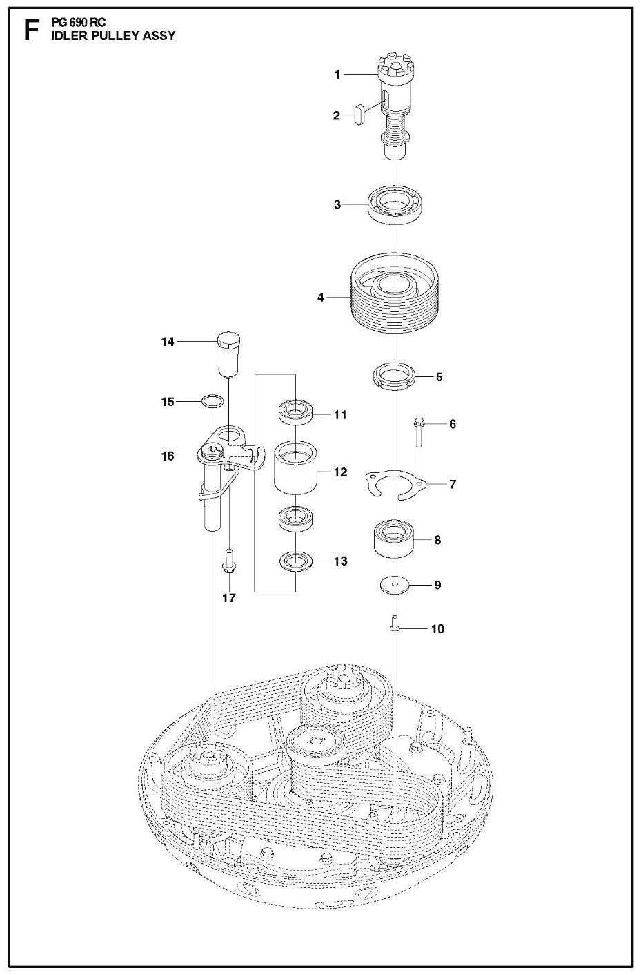 Idler Pulley Assy Parts For PG 690 RC By Husqvarna