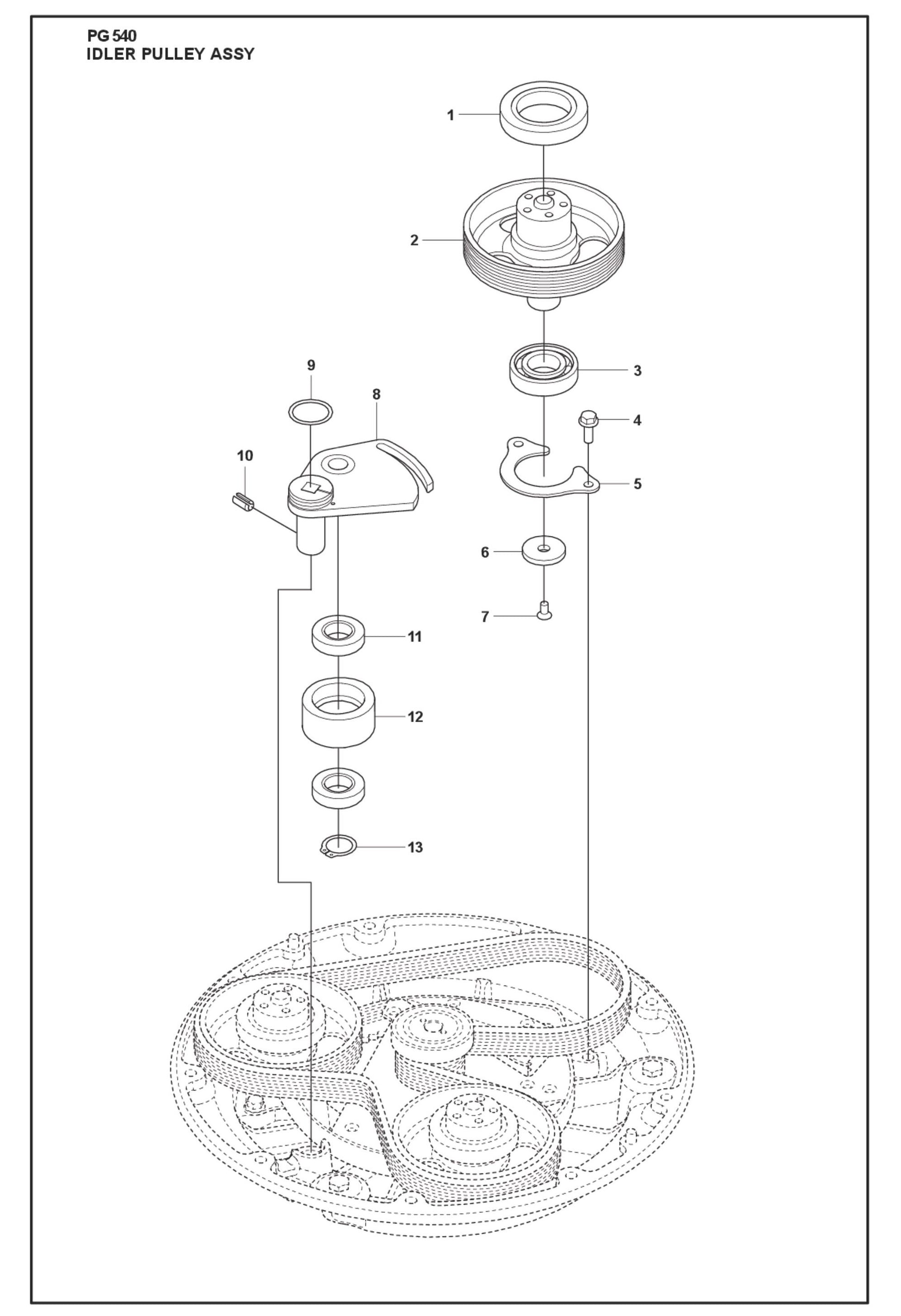 Idler Pulley Assembly Parts For PG 540 4 KW By Husqvarna