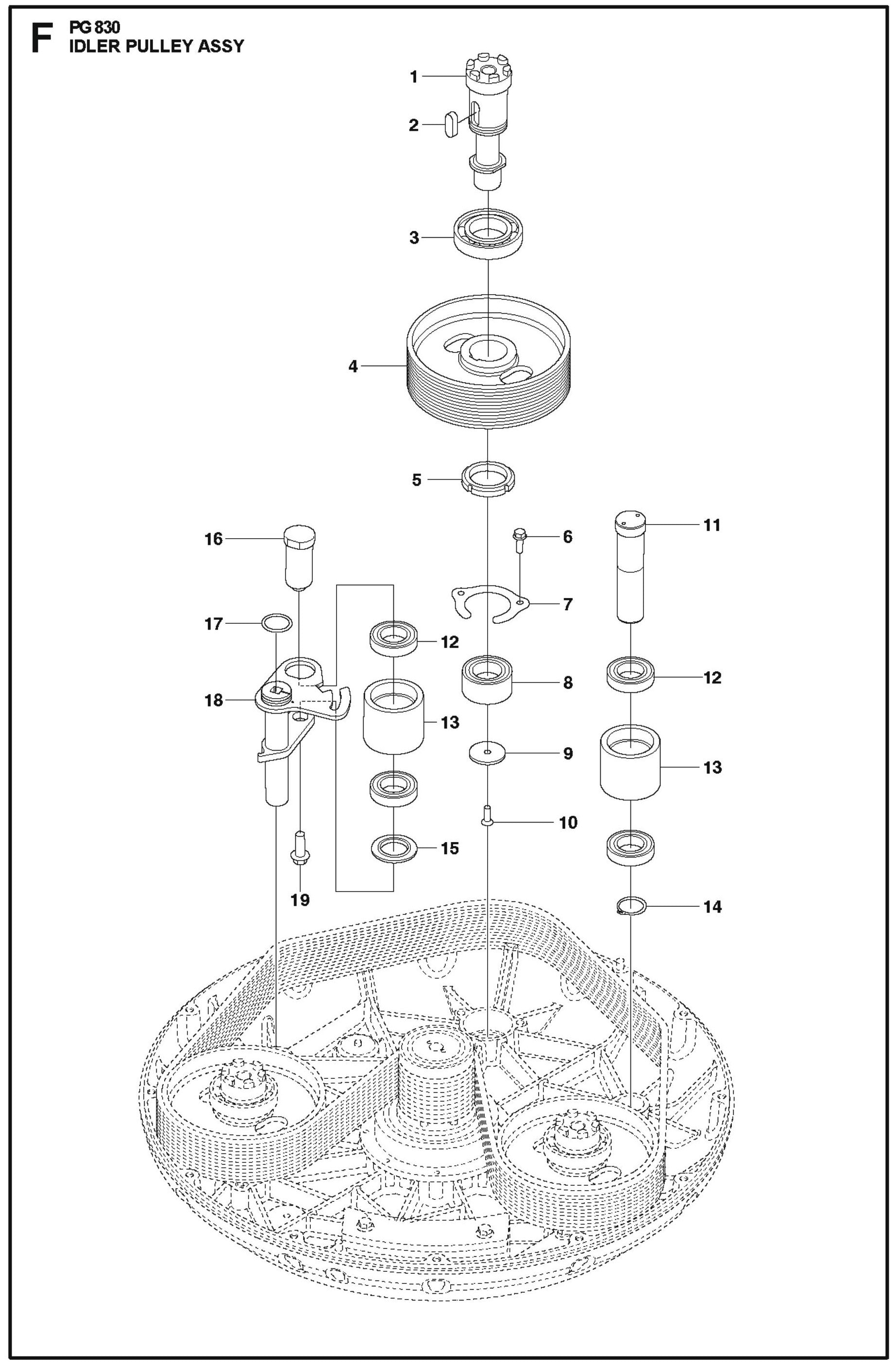 Idler Pulley Assy Parts For PG 830 By Husqvarna
