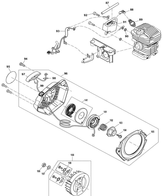 Ignition Coil, Flywheel, Starter Assembly Parts For EA3200SRBB, EA3201SRBB, EA3201S35B Gas Chain Saw Parts by Makita