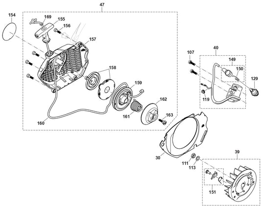 Ignition Coil, Flywheel, Starter Assembly Parts For EA6100PREG, EA6100PREL, EA6100PRGG Gas Chain Saw Parts by Makita