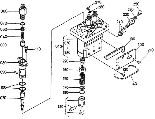 Injection Pump(Component Parts) Assembly Parts for KD1800-KD6 Light Towers by Multiquip