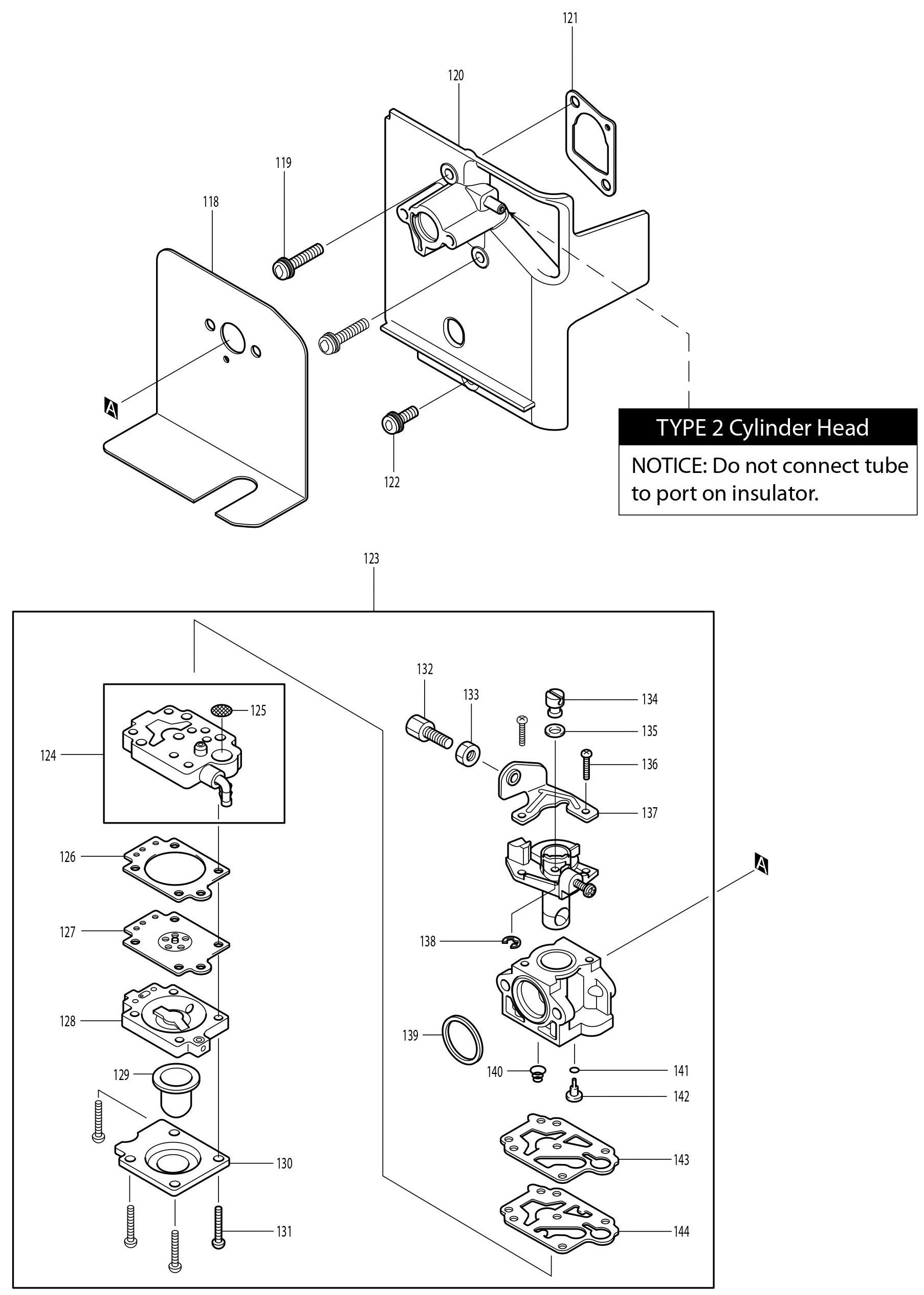 Insulator Carburetor Assembly Parts For BBX7600N Blower, BBX7600N - 4-Stroke Bagpack Blower, BBX7600 - 4-Stroke Bagpack Blower, BBX7600CA - 75.6 CC Bagpack Blower Parts By Makita