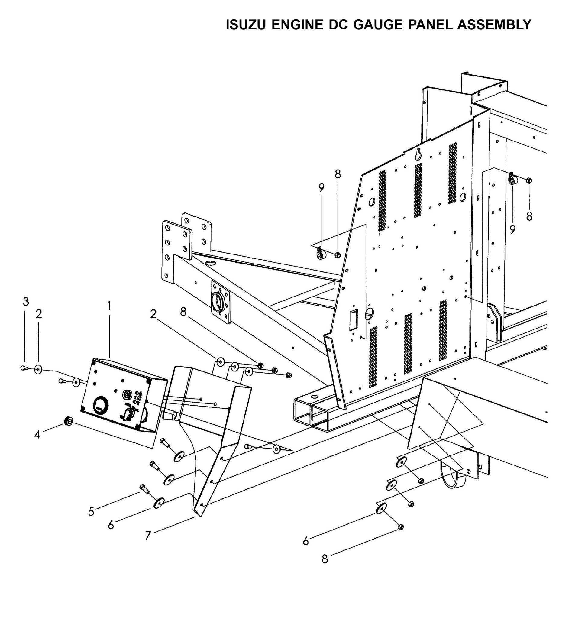 V-Series Maxi-Lite 15-20KW-Isuzu Engine DC Gauge Panel Assembly Parts By Allmand