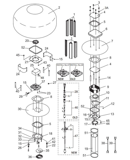 Electrical Assembly Parts-GB3LED, GB3LEDB (S/N G4200001 AND ABOVE)