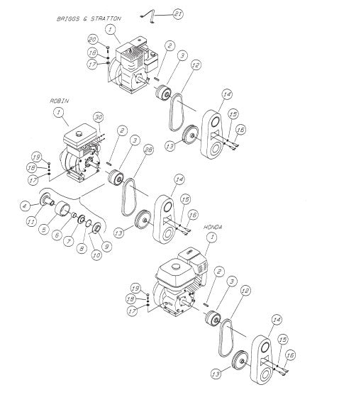 AAAAA  JA-Series  Engines,Honda,Robin,Briggs & Stratton. Parts by Multiquip Whiteman